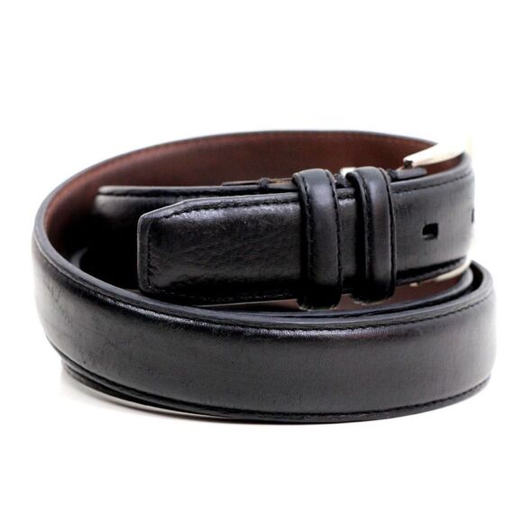 BLACK GENUINE LEATHER 1.25"Wd CASUAL DRESS MEN'S BELT Sz 44 (X48 - Picture 5 of 11